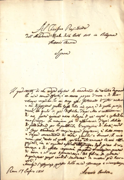 Lettera Canova 17 luglio 1811