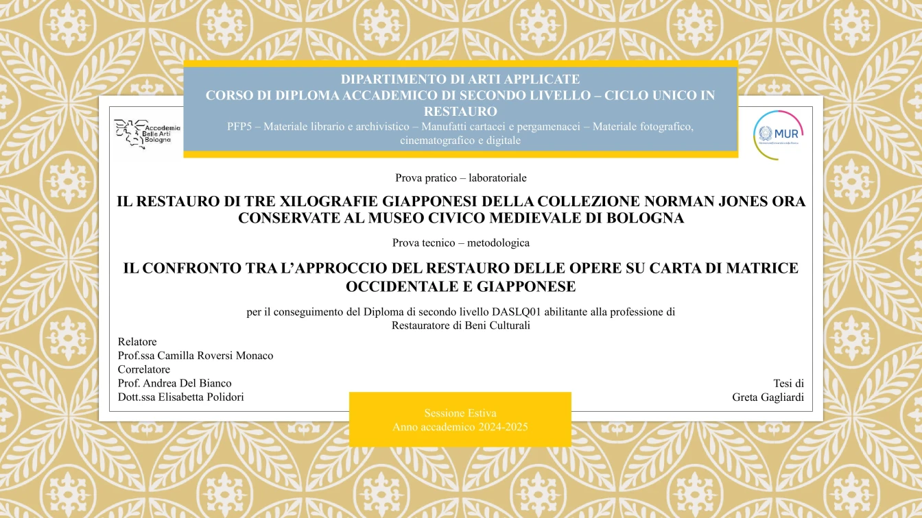 Il confronto tra l'approccio del restauro delle opere su carta di matrice occidentale e giapponese